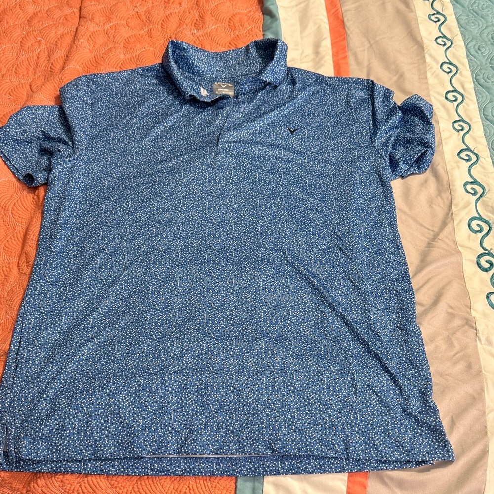 Callaway Blue and White Patterned Polo